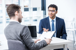 Business man conducting a job interview